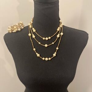 White House Black Market Faux Pearl Necklace and Bracelet